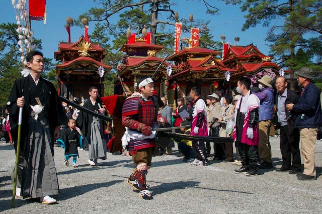 Children samurai parade before the Hikiyama Matsuri in Nagahama